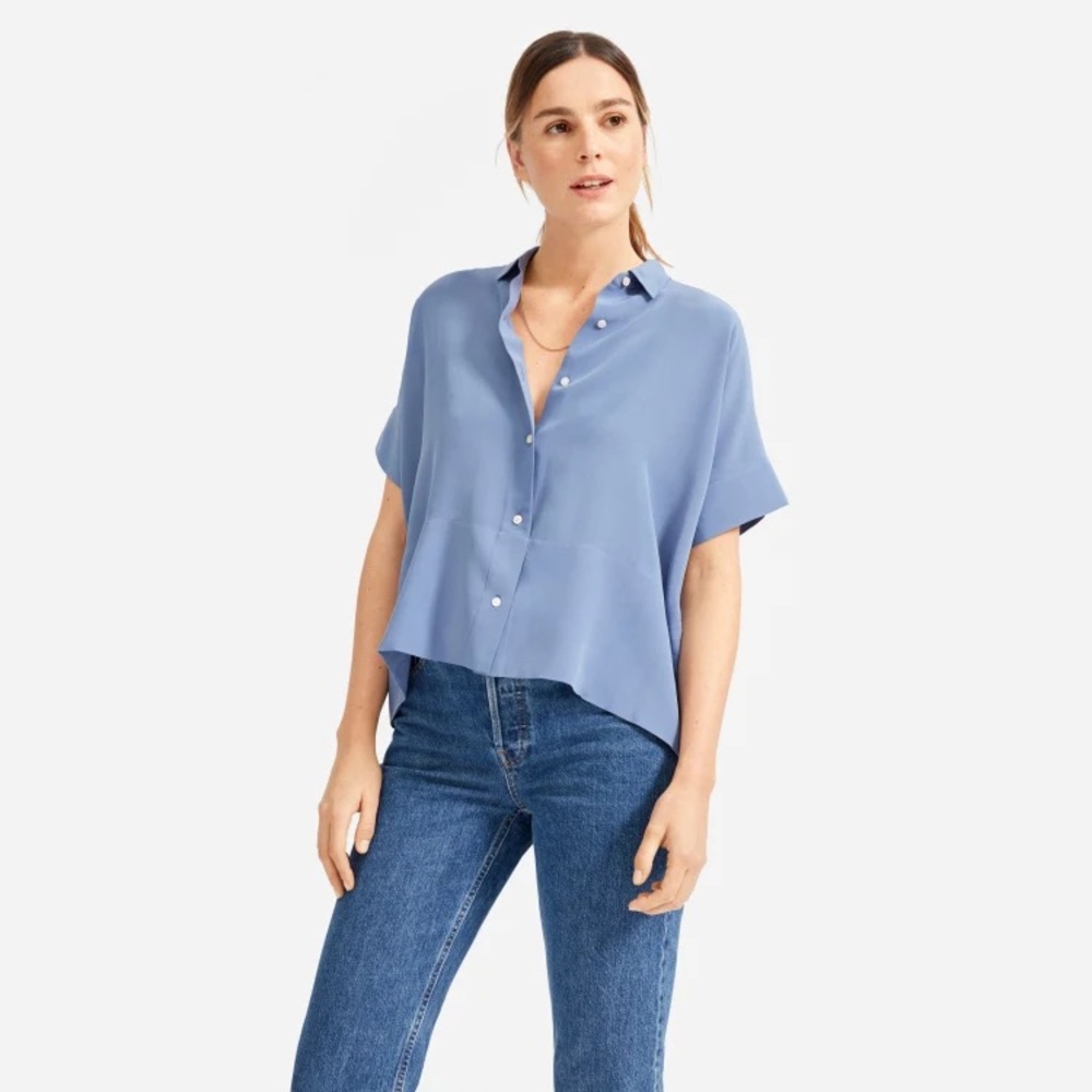 Everlane The Clean Silk Short-Sleeve Square Shirt